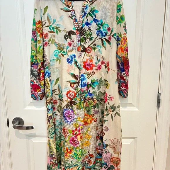 Johnny Was Floral Multicolor Midi Dress - Picture 1 of 6